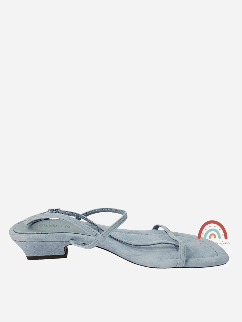 New! Madewell The Maycie Asymmetric T-Strap Sandal in Suede Terrace Blue